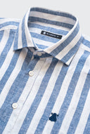 Polera Raya Ancha Azul Lino Hombre