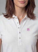 Polo Blanco Classic Logo Rosa Mujer