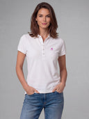Polo Blanco Classic Logo Rosa Mujer
