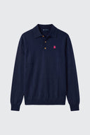 Polo Azul de Punto Manga Larga Hombre