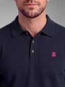 Polo Azul de Punto Manga Larga Hombre