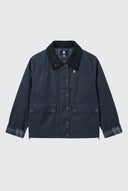 Parka Corta Encerada Azul Mujer