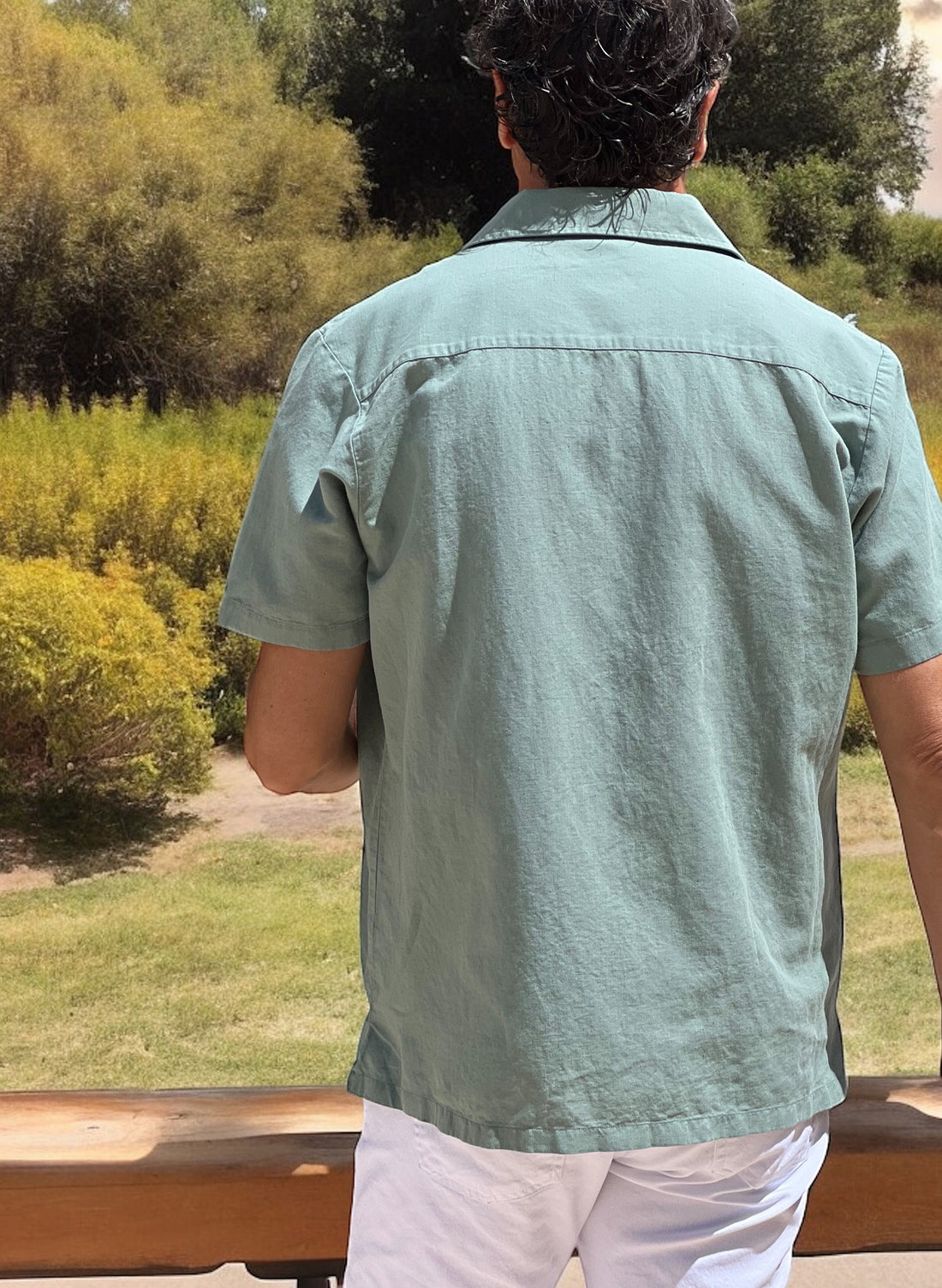 Chemise Safari verte à manches courtes pour hommes