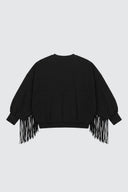 Sudadera Negra Flecos Mujer