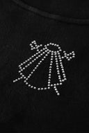 Sudadera Negra Flecos Mujer