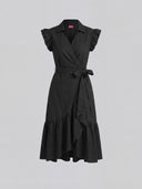 Vestido Negro Volante Mujer