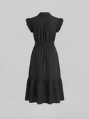 Vestido Negro Volante Mujer