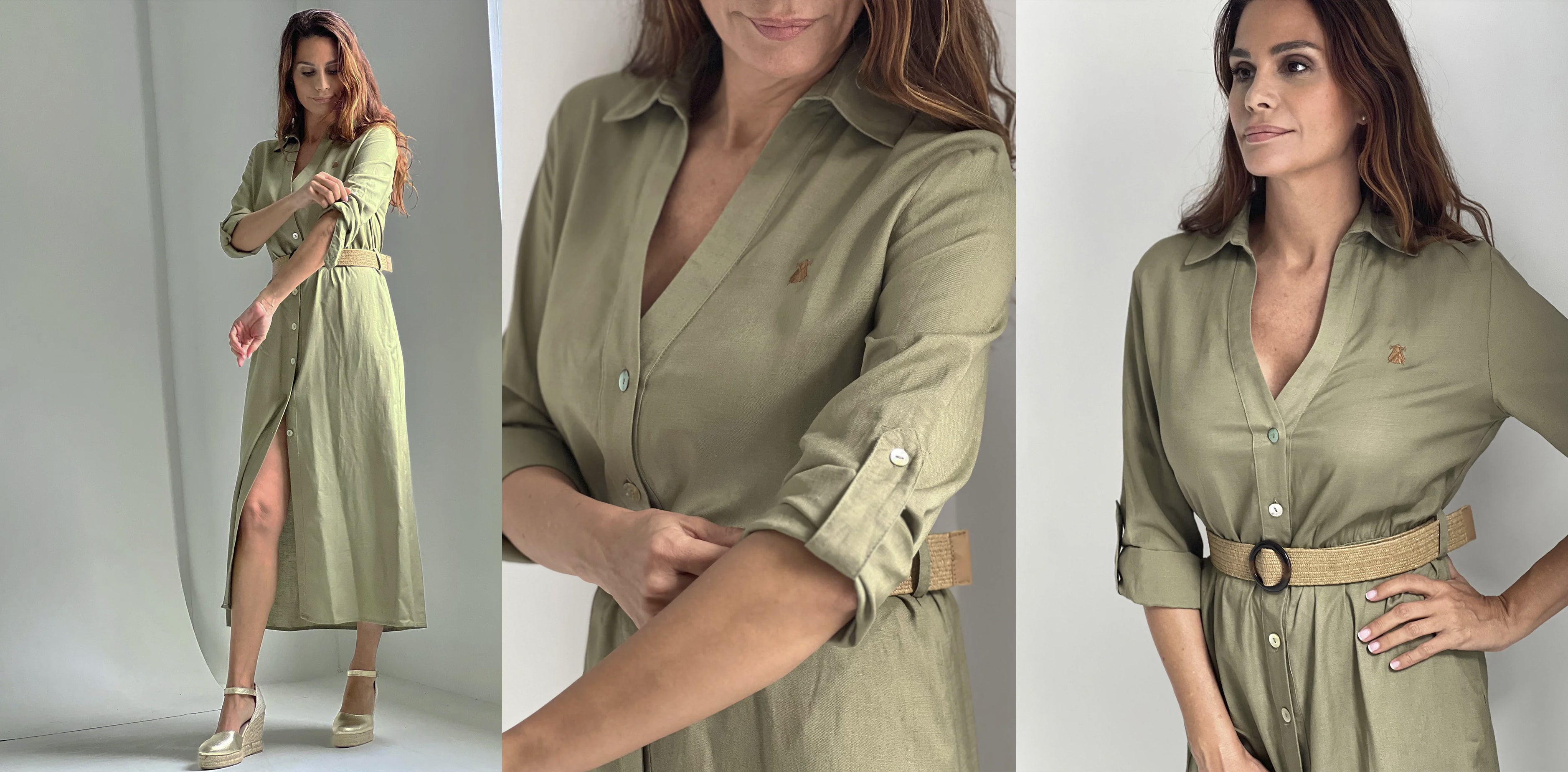 Emerald Green Linen Dress for Women – El Capote