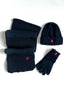 Pack de Gorro, Guantes y Bufanda Azul Marino Hombre