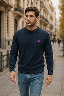 Jersey Lambswool Cuello Caja Azul Hombre