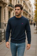 Jersey Lambswool Cuello Caja Azul Hombre