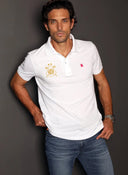 Polo Campeones Blanco Logo Rosa Capote Hombre