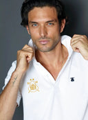 Polo Campeones Blanco Logo Azul Hombre