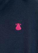 Pull Bleu Marine avec Coudières Roses pour Homme