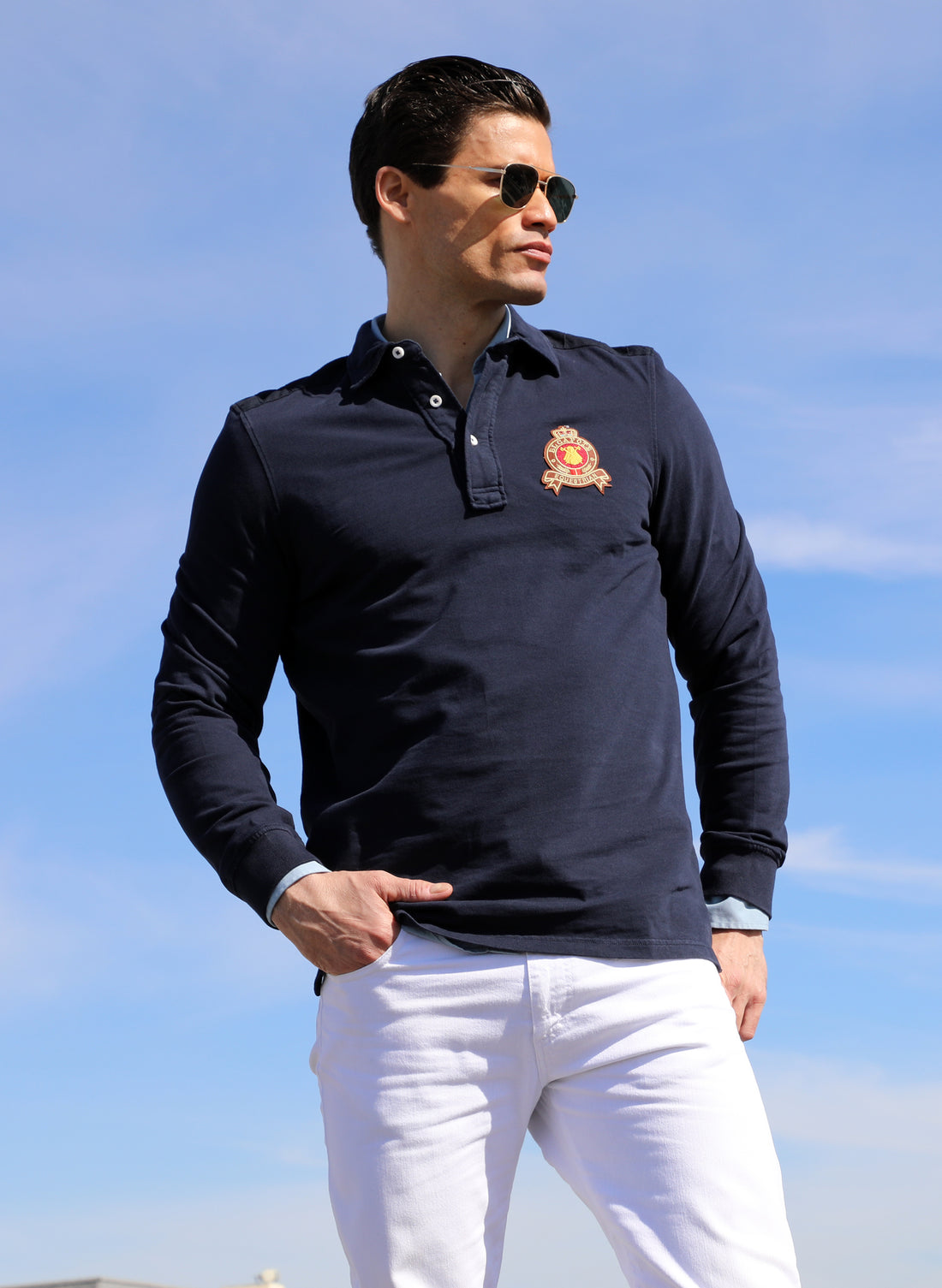 Navy Rugby Polo Dye in Men's Garment
