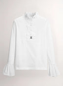 Blusa Cuello Volantes Blanca Mujer