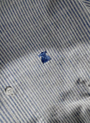 Camisa Rayas Azules Lino Cuello Botón Hombre