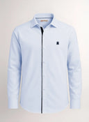 Camisa Azul Oxford Cinta Lunares Hombre