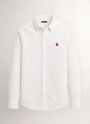 Camisa Blanca Nido de Abeja Capote Rosa Hombre