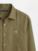 Camisa Verde Kaki Lino Hombre