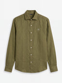 Camisa Verde Kaki Lino Hombre