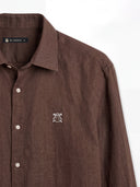 Camisa Marrón Chocolate Lino Hombre