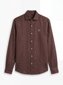 Camisa Marrón Chocolate Lino Hombre