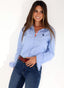 Women's Blue Oxford Shirt Spain Ribbon 