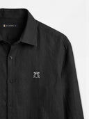 Camisa Negra Lino Hombre