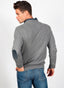 Jersey Hombre Cuello Pico Gris Coderas Azules