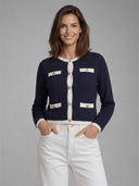 Strukturierte blaue Damenjacke