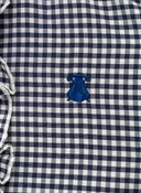 Camisa Cuadro Vichy Azul Volantes Mujer