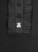 Blusa Cuello Volantes Negra Mujer