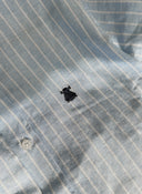 Camisa Cuello Mao Celeste Rayas Hombre