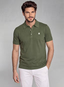 Polo Verde de Punto Manga Corta Hombre
