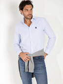 Camisa Celeste Mil Rayas Hombre