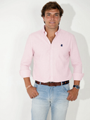Camisa Rosa Oxford Cuello Botón Hombre