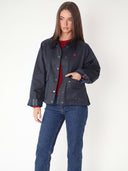 Parka Corta Encerada Azul Mujer