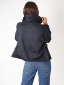 Parka Corta Encerada Azul Mujer