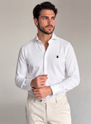 Camisa Blanca Punto Piqué Seda Hombre