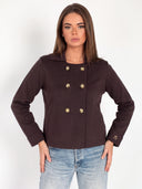 Chaqueta Marrón Cruzada Mujer