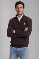 Jersey Marrón Ochos Cuello Cremallera Hombre