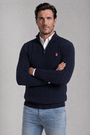 Jersey Azul Ochos Cuello Cremallera Hombre