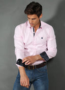 Camisa Hombre Rosa Palo Oxford Lunares