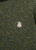 Grün melierter Jagdpullover mit Rundhalsausschnitt für Herren