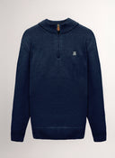 Jersey Azul Lambswool Cuello Cremallera Hombre