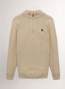 Jersey Beige Lambswool Cuello Cremallera Hombre