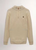 Jersey Beige Lambswool Cuello Cremallera Hombre