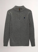 Jersey Gris Lambswool Cuello Cremallera Hombre
