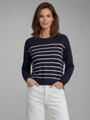 Women's Long Sleeve Sailor Blue Knit Sweater